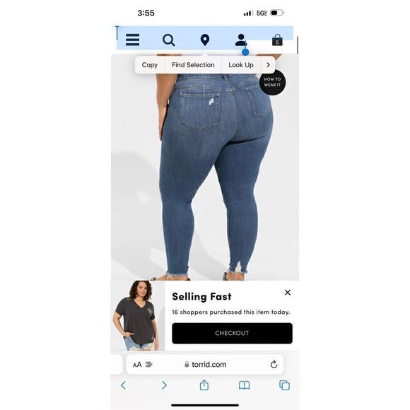 Torrid nwt Bombshell Skinny stretch High-Rise Destructed Jean 14S westchester - Picture 3 of 11